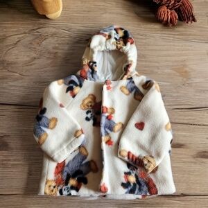 VINTAGE Handmade Teddy Bear Fleece Coat Jacket Cotton Lined